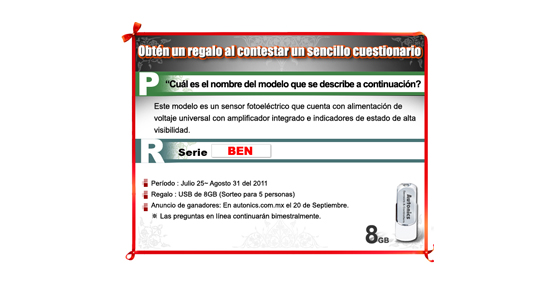 Pregunta en línea de Autonics (Julio 25 - Agosto 31)